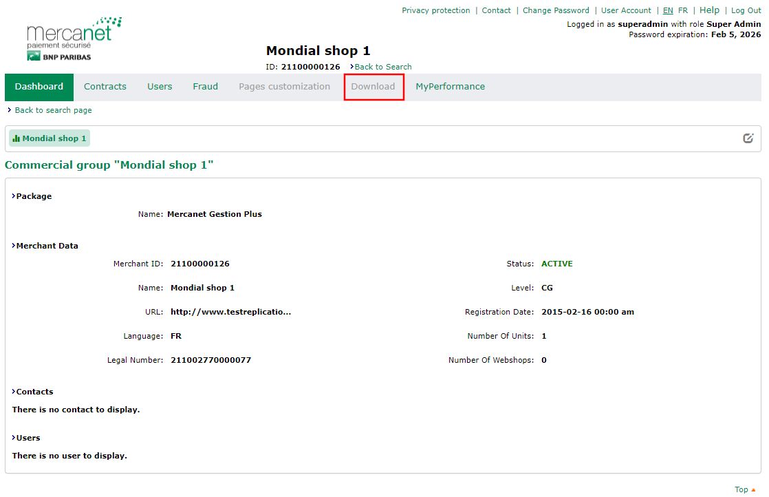 Screenshot showing the grayed download tab
